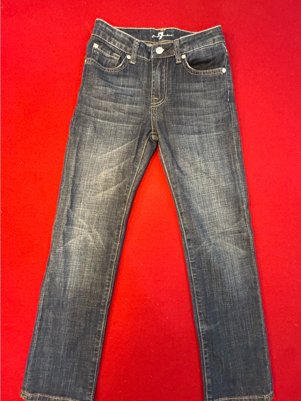 7 for All Mankind Kid’s Dark Wash Blue Straight Jeans